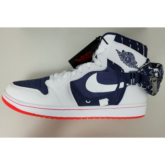 NIKE AIR JORDAN RETRO 1 UTILITY QUAI WHITE BLUE RED DV1717-100 (US SIZE 14)